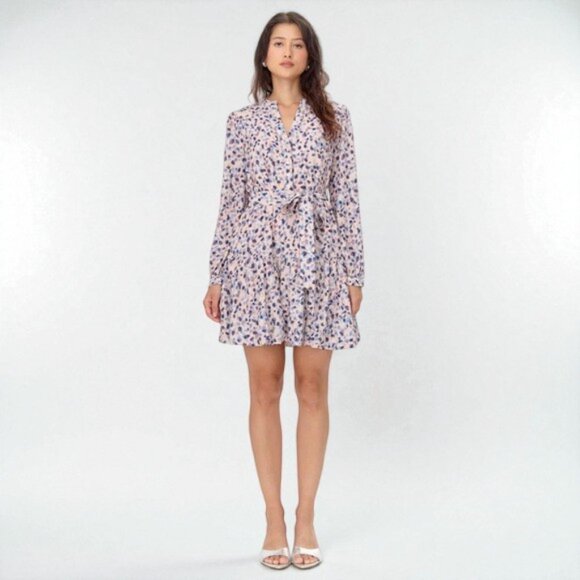 NWT Greylin Kai Tie Waist Relaxed Fit Bubble Hem Mini Dress Pink Dot - Picture 12 of 14